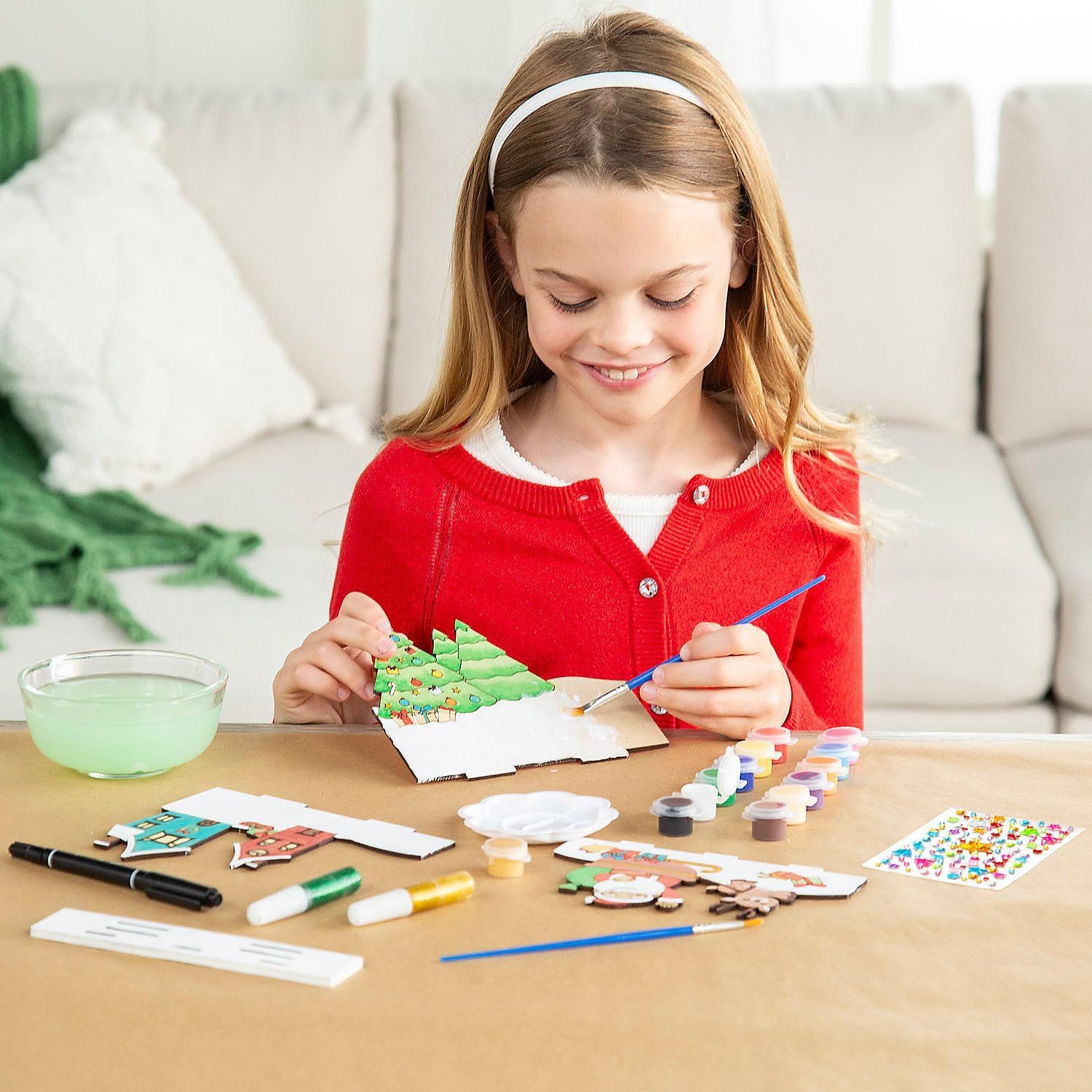 3D DIY Christmas Wood Puzzle Painting Kit, All In One Kids Craft Kit, Stocking Stuffers, Holiday Gifts, Kids Activities For Holidays