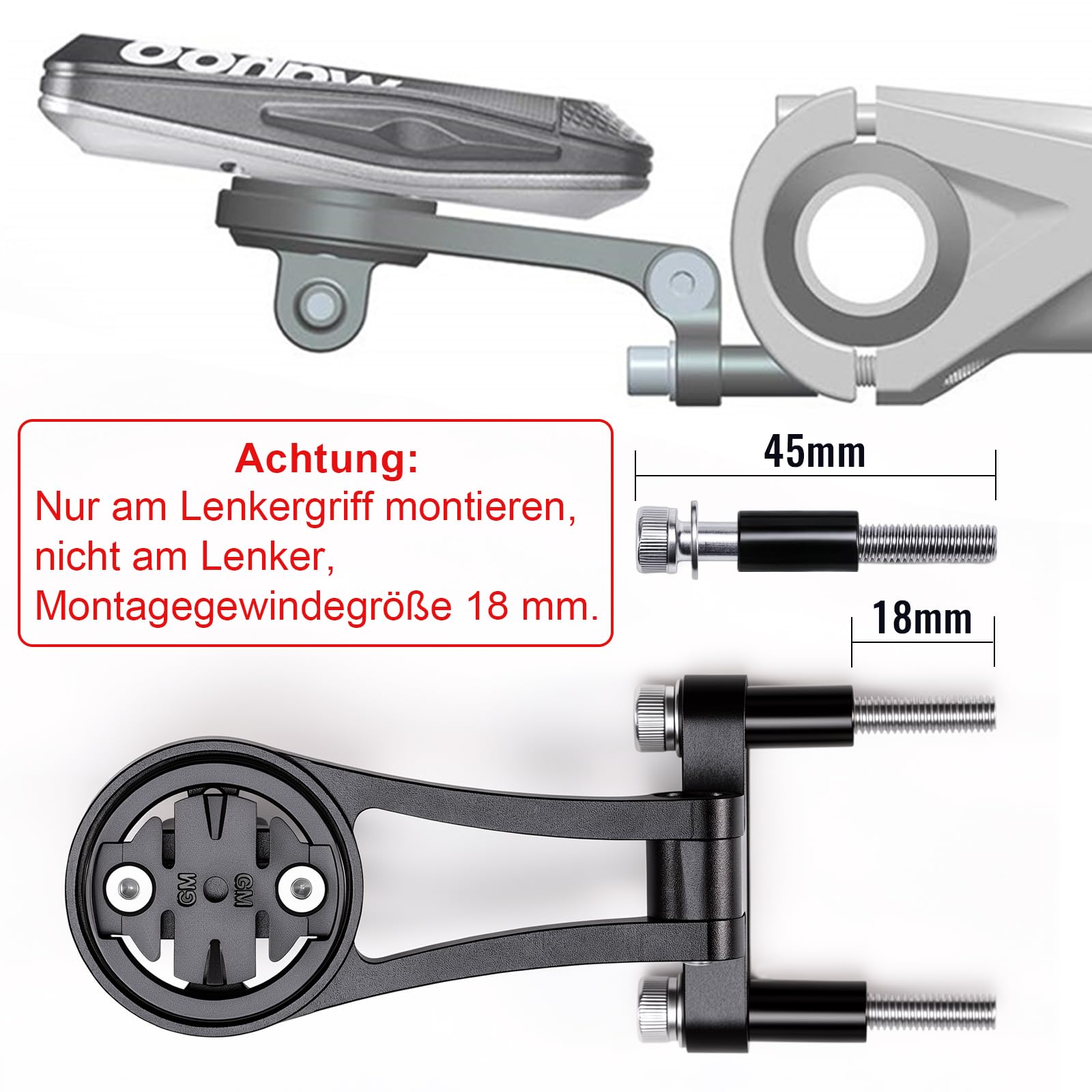 CNCLOL Fahrradcomputer Halterung für Garmin,Vorbauhalterung für Garmin Edge 200, 500, 510,530,540, 800, 810, 830,840,1000,1030,1040,1050 radcomputer Halterung （Schwarz/Rot）