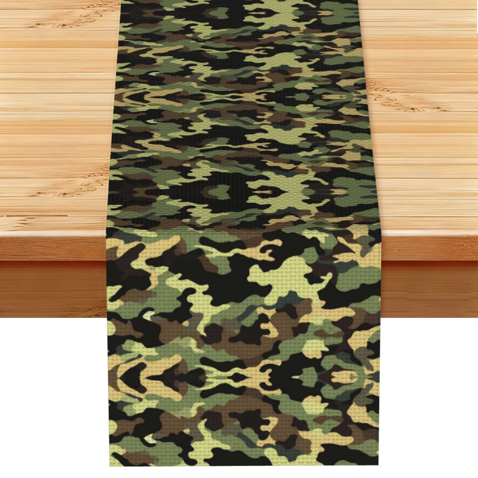 Muted Sage Camo Printed Table Runner 13 x 72, Wrinkle Resistant Decor for Dining Table Coffee Table Fireplace