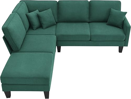 Miniatura 9 de Bellemave Sofá modular en forma de L, moderno sofá de 5 asientos, práctico con 3 almohadas y diván, asiento profundo L, sofá tapizado de tela de