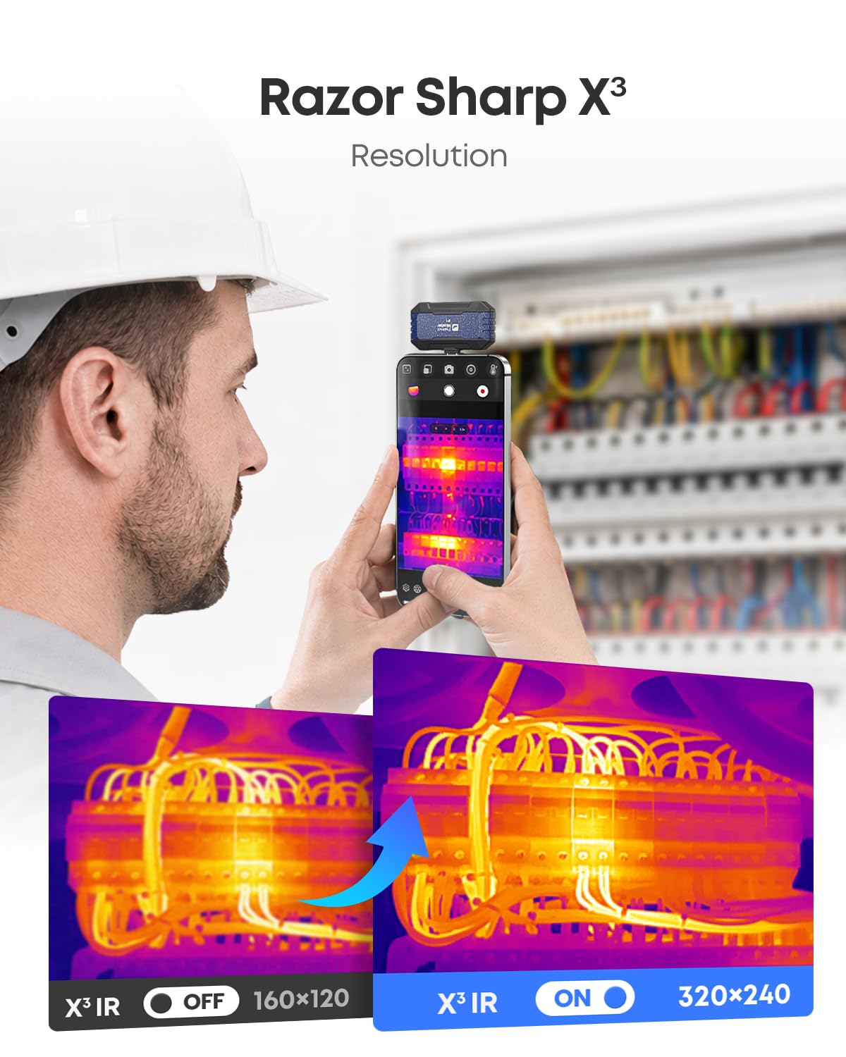 Thermal Master P1 kamera termowizyjna do USB-C iPhone i Android, 320 x 240 X³, ulepszona rozdzielczość IR, od -20°C do 600°C, 15-krotny zoom, 25 Hz, kamera na podczerwień do instalacji domowych, HVAC