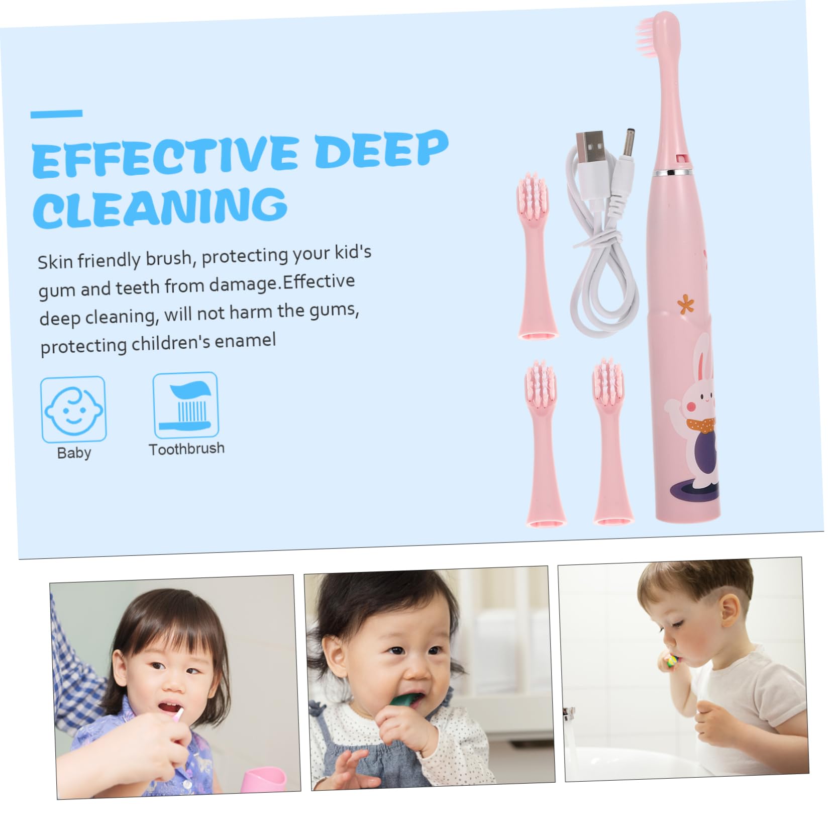Beavorty 3 Set Spazzolino Da Denti Elettrico Per Bambini Spazzolini Da Viaggio Spazzolino Da Denti Per Bambini Spazzolini Da Denti Per Gomma Portatile Spazzolino Da Denti Per Fibra