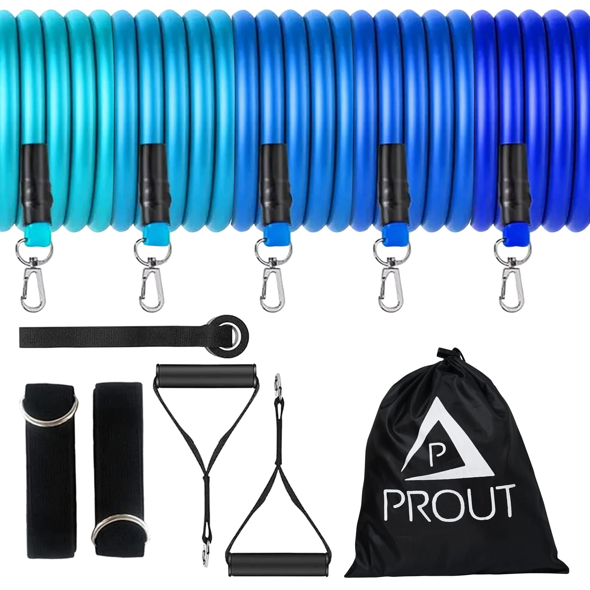 PROUT Resistance Bands Set Exercise Bands with Door Anchor Handles Carry Bag Legs Ankle Straps for Resistance Training Physical Therapy Home Workouts (Blue) (B0BSQ84C63) Amazon Price History, Amazon Price Tracker