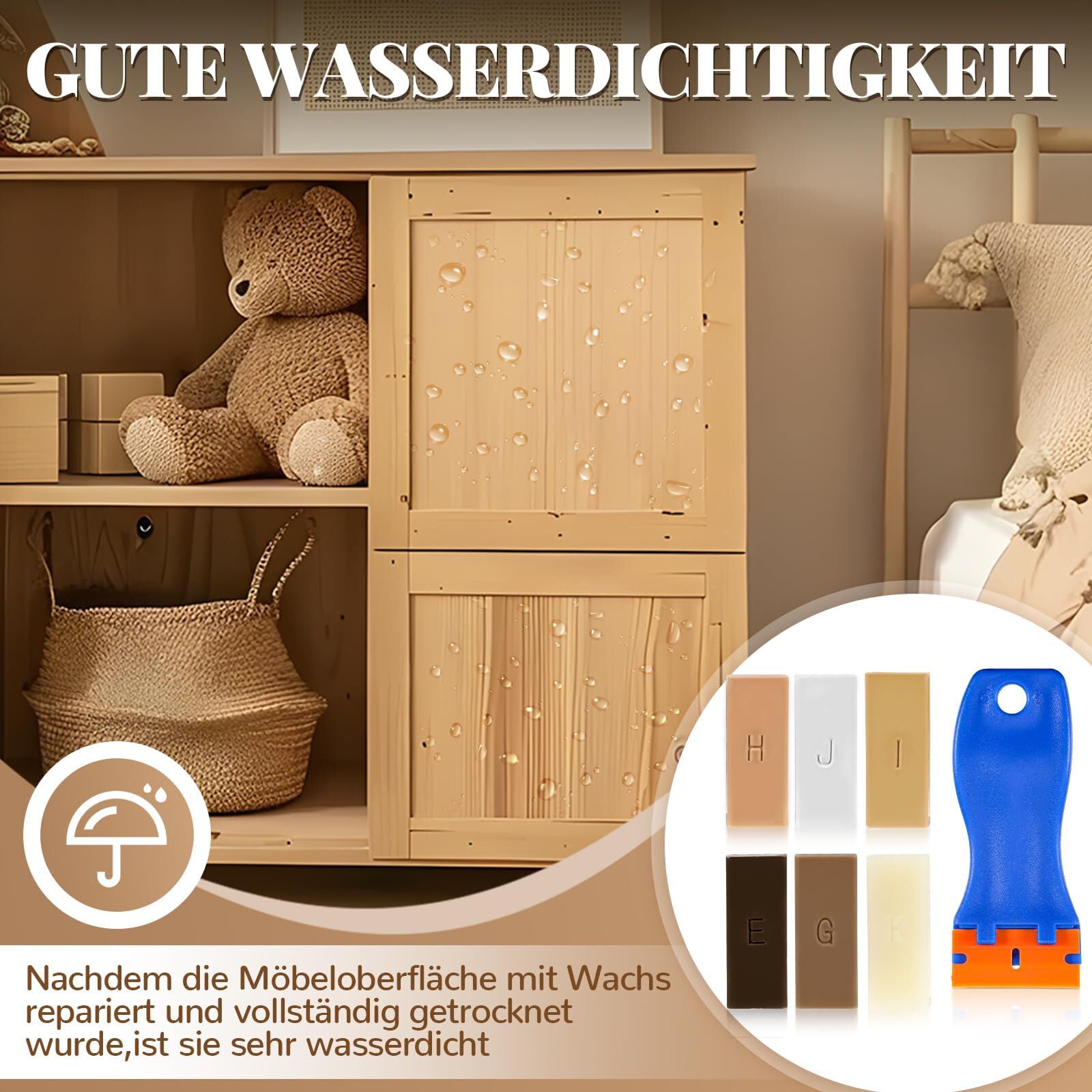 Set di riparazione per cera laminata, colore bianco, 6 colori, set di riparazione per laminato, cera dura, kit di riparazione per piastrelle, cera per legno, cera, mastice per legno, set di