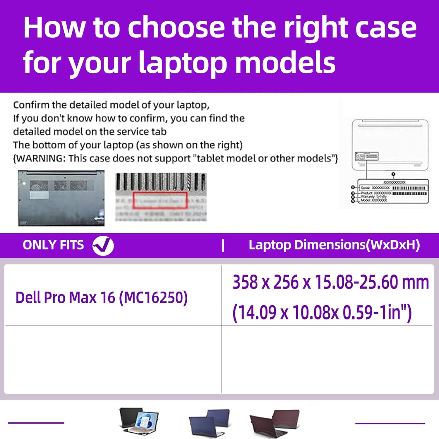 Laptop Case for Dell Pro Max 16 Laptop MC16250 [Not Other Models] All Inclusive Drop Case 16" 2-in-1 PU Leather Protective Laptop Bag Detachable Shell (Dark Grey)