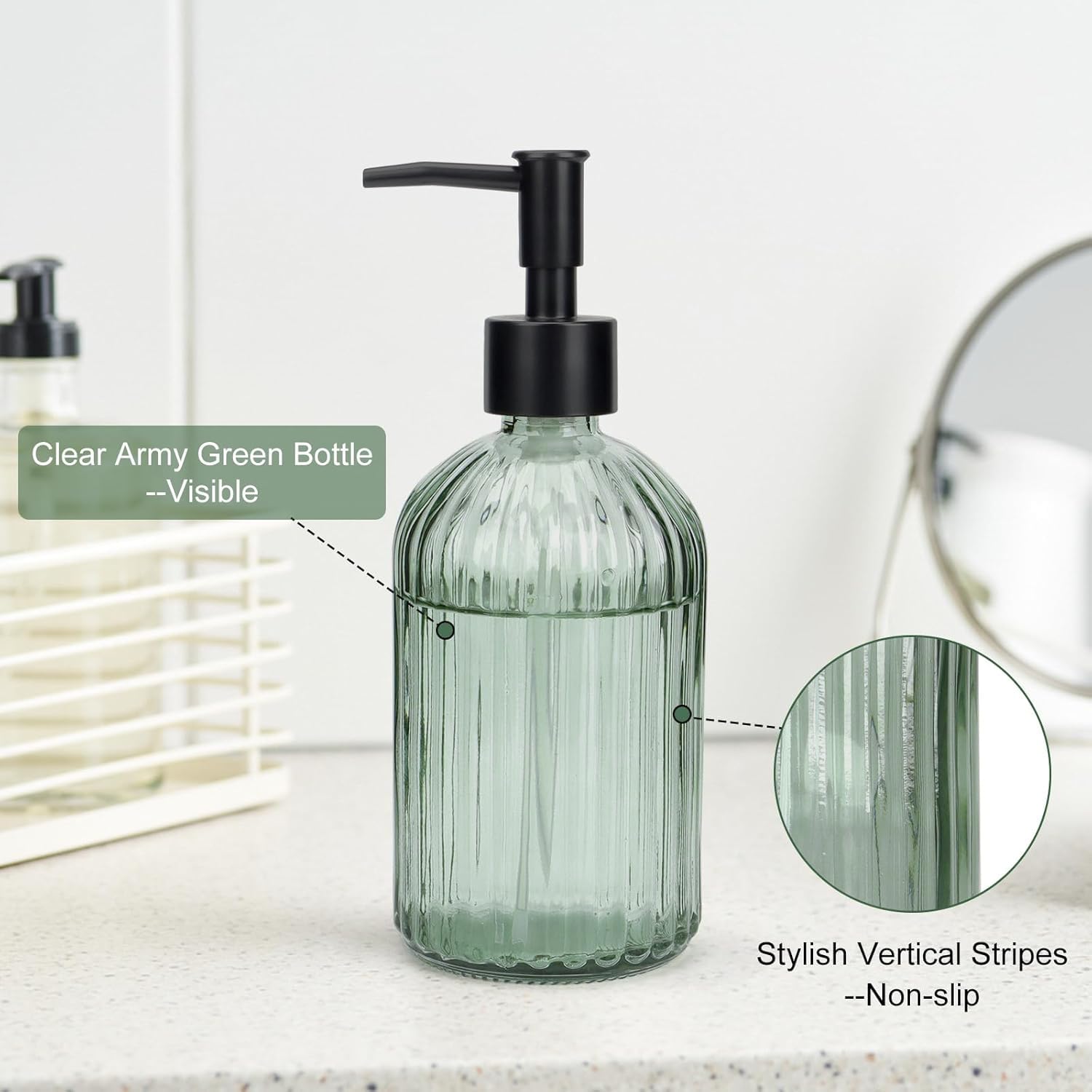 2 Pack Soap Dispenser with Pump, 13 Oz Clear Liquid Hand Soap Dispenser,Great for Lotions Essential Oil, Liquid Soaps - Image 3