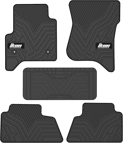 IKON MOTORSPORTS, Alfombrillas de suelo compatibles con GMC Sierra Chevrolet Silverado 1500 2500 3500 Tahoe Yukon 2014-2018, goma de látex
