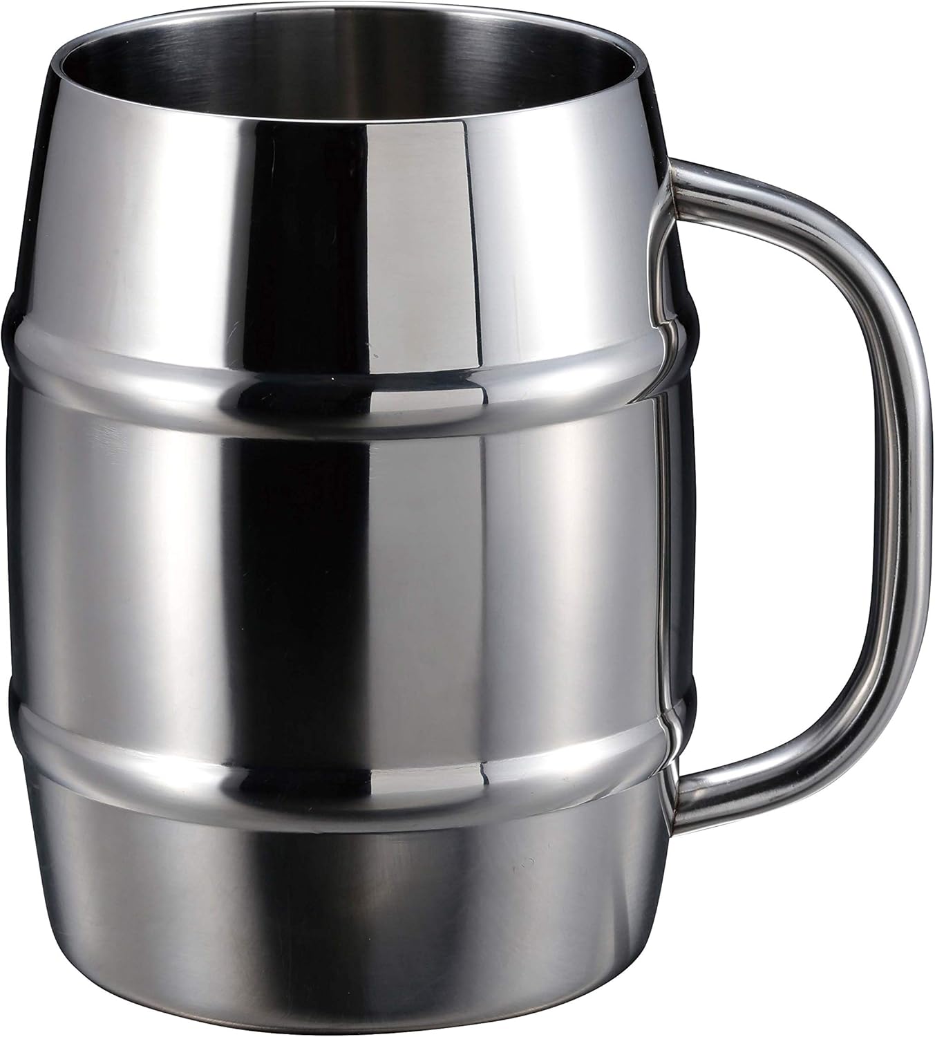 Captain Stag UE-3499 Cup, Mug, Beer Stein, Double Stainless Steel, Vacuum Double Wall Construction, Heat Retention, Cold Retention, Barrel Shape, 3.8 fl oz (1 L), Stainless Steel