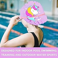 Vista 35 de Gorros de natación para niñas (de 2 a 6 años), gorro de natación de silicona impermeable duradero para cabello corto con gafas de natación, tapón