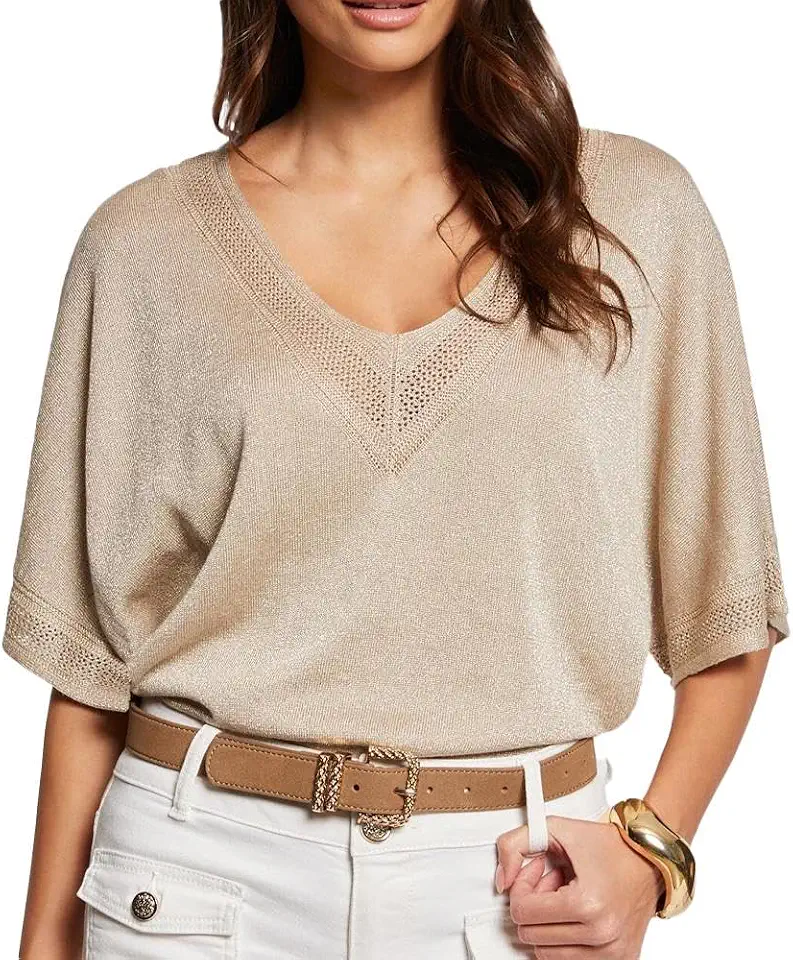 Jersey de Punto con Escote en V para Mujer - Estilo Elegante Plus Size