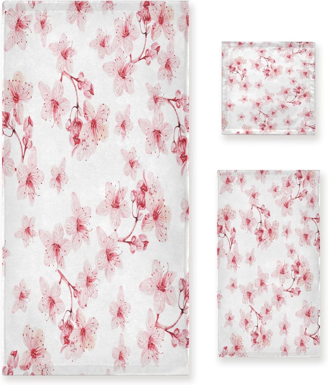 ALAZA Towel Bathroom Sets, Teal Turquoise Magnolia Flowers Towels 3-Piece 1 Bath Towel 1 Washcloth 1 Hand Towel, Bath Towel Set of 3 Soft Multifuntion for Home Kitchen Hotel Gym Swim Spa