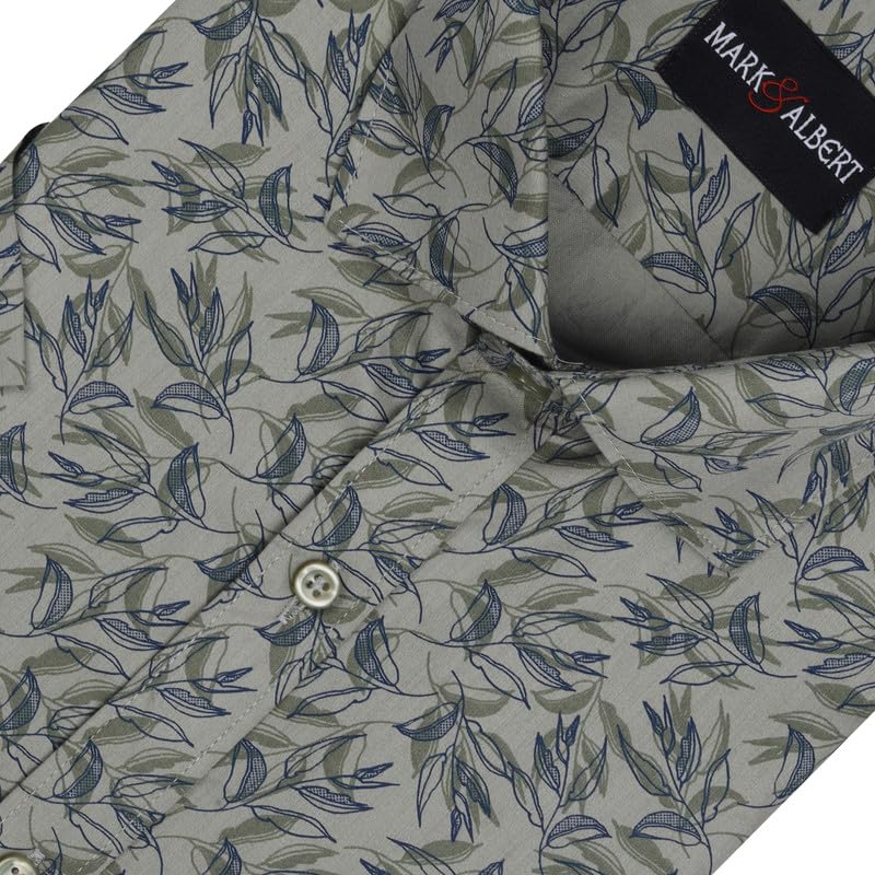 Image of MARK & ALBERT Men's 100% Cotton Printed Half Sleeves Regular Fit Shirt for Men