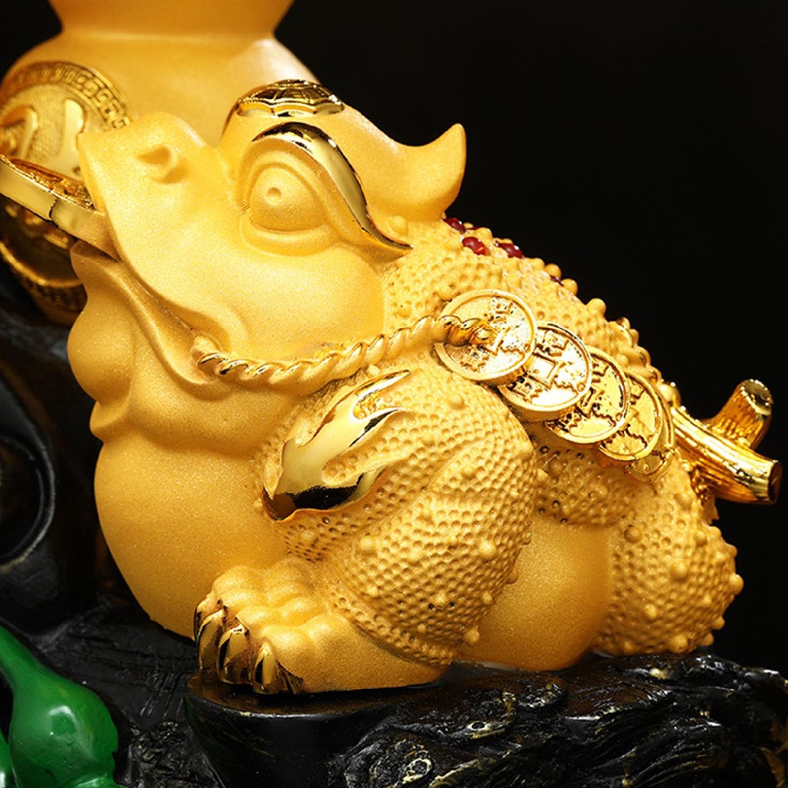 Element dekoracyjny Drzewko na pieniądze z cytrynem ze złotą butelką dyni i żabą na pieniądze, dekoracja stołu w stylu Feng Shui Bonsai – idealne do gospodarki energetycznej, bogactwa, szczęścia