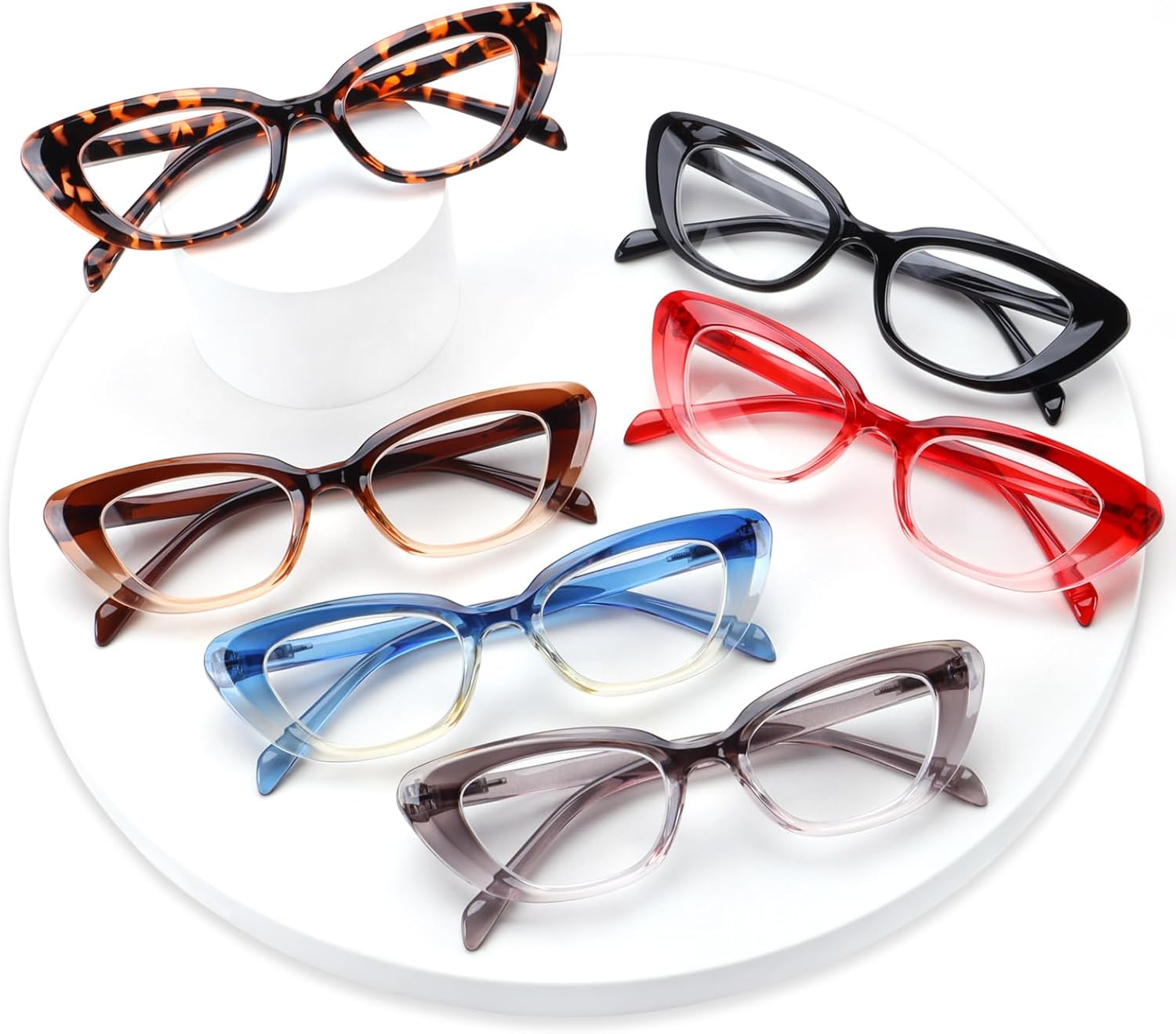 6 Pack Cat Eye Reading Glasses for Women Fashion Cute Blue Light Blocking Computer Readers Spring Hinge - Image 7