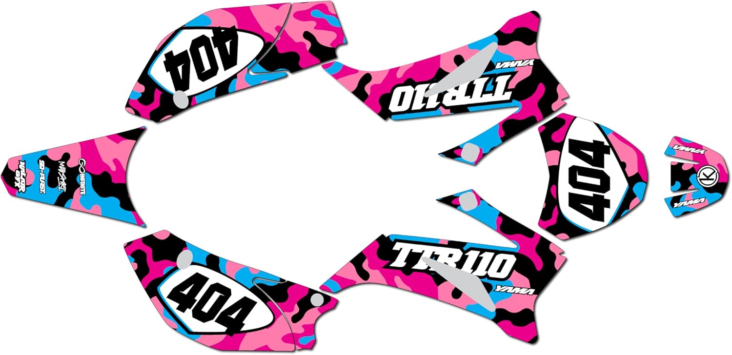 Graphics Kit for Yamaha TTR110 (2008+) INVASION Series Pink 09 Mil - Dirt pit bike motorcycle stickers, dirtbike racing automotive decal motocross accessories no-plastics