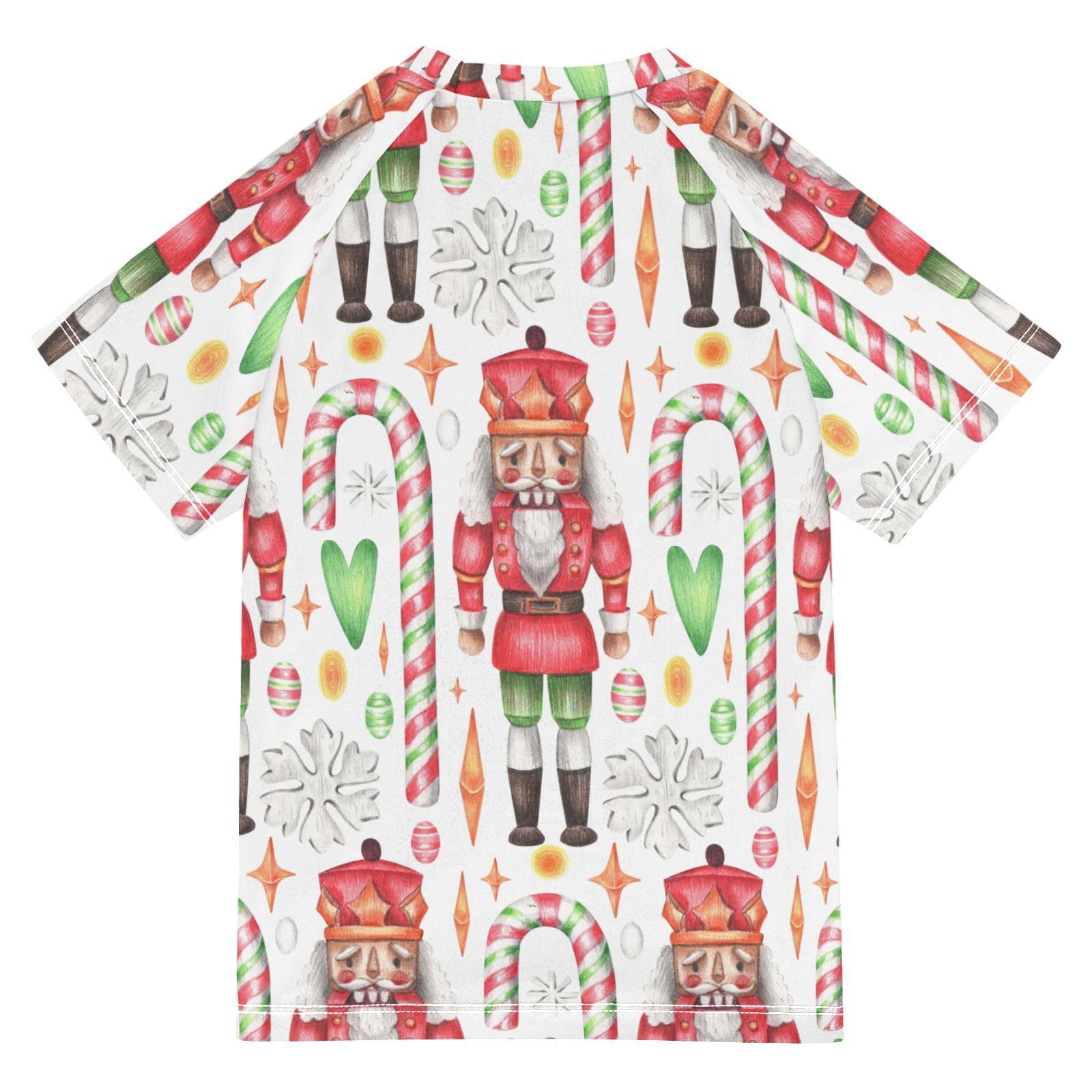 Aflyko Christmas Boys' Swim Shirt Nutcrackers Soldier Heart Candy Cane Rash Guard Beachwear Sun Protection Fishing Hiking Camping Surfing Swimming Toddler Infant Summer Daily T-Shirt, 4T
