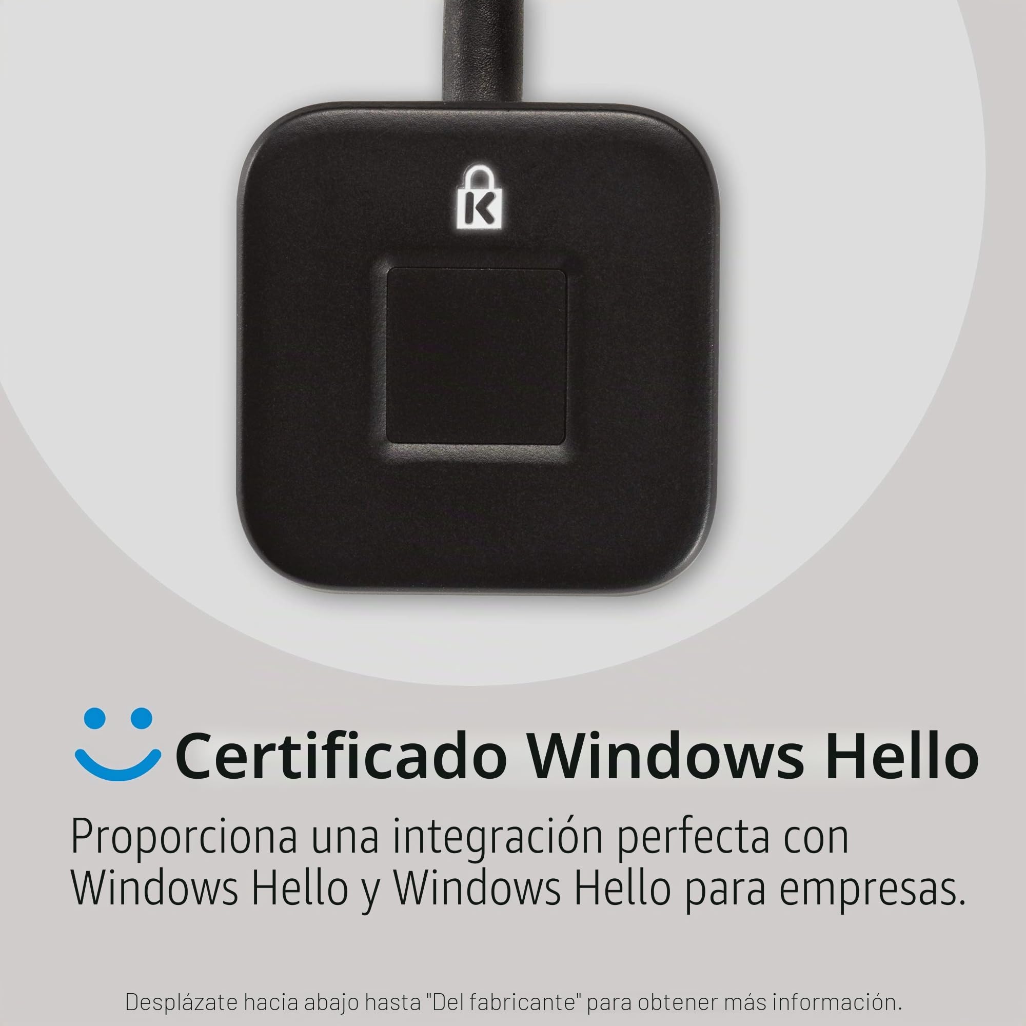 Kensington K62330WW - Lector de Huellas Dactilares de Sobremesa VeriMark, USB para PC, Portátil, Escáner Biométrico de Huellas Dactilares con Lectura de 360° Compatible con Windows 11/10 Hello | Autenticación biométrica de huellas dactilares, lector de id