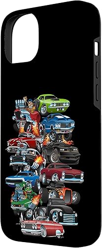 Vista 35 de Funda para iPhone 13 Hotrods, autos clásicos, coches musculosos y carros de carreras
