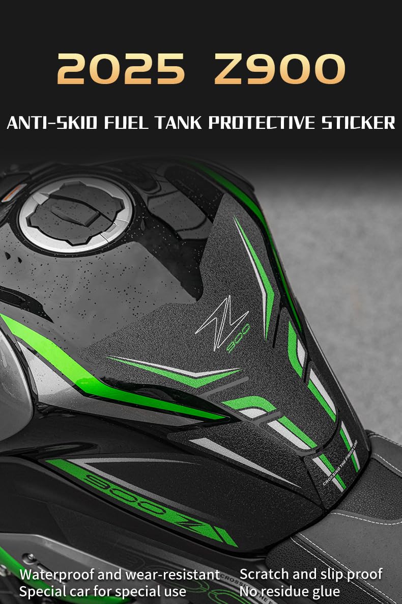 Paraserbatoio per Kawasaki Z900 2025 Kit Adesivi Protezione Serbatoio - Accessori Moto, Cuscinetto Carburante Gas (Set Completo, Stile 4)