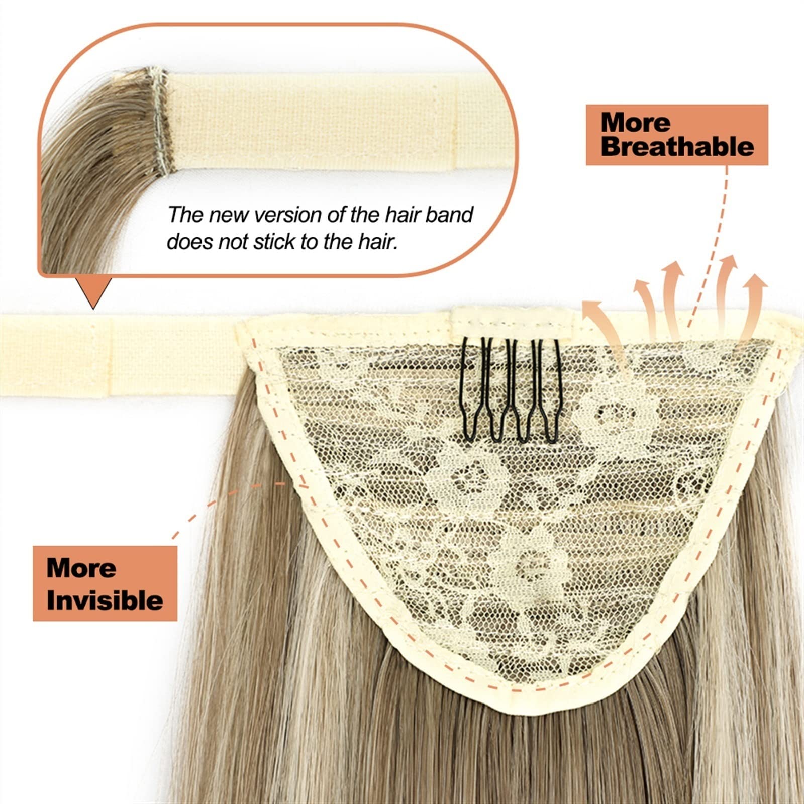 Extensión de cola de caballo Extensión de cola de caballo mezcla Natural larga y recta envoltura alrededor de cola de caballo extensiones de cabello sintético Clip en cola de caballo postizo for mujer