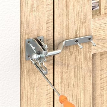 1pc Fence Latch Self Locking Gate Latch Automatic Gravity Lever Fence Gate Lock Wood Gate Door Latch Steel Locking Buckle Color: Silver 144mm