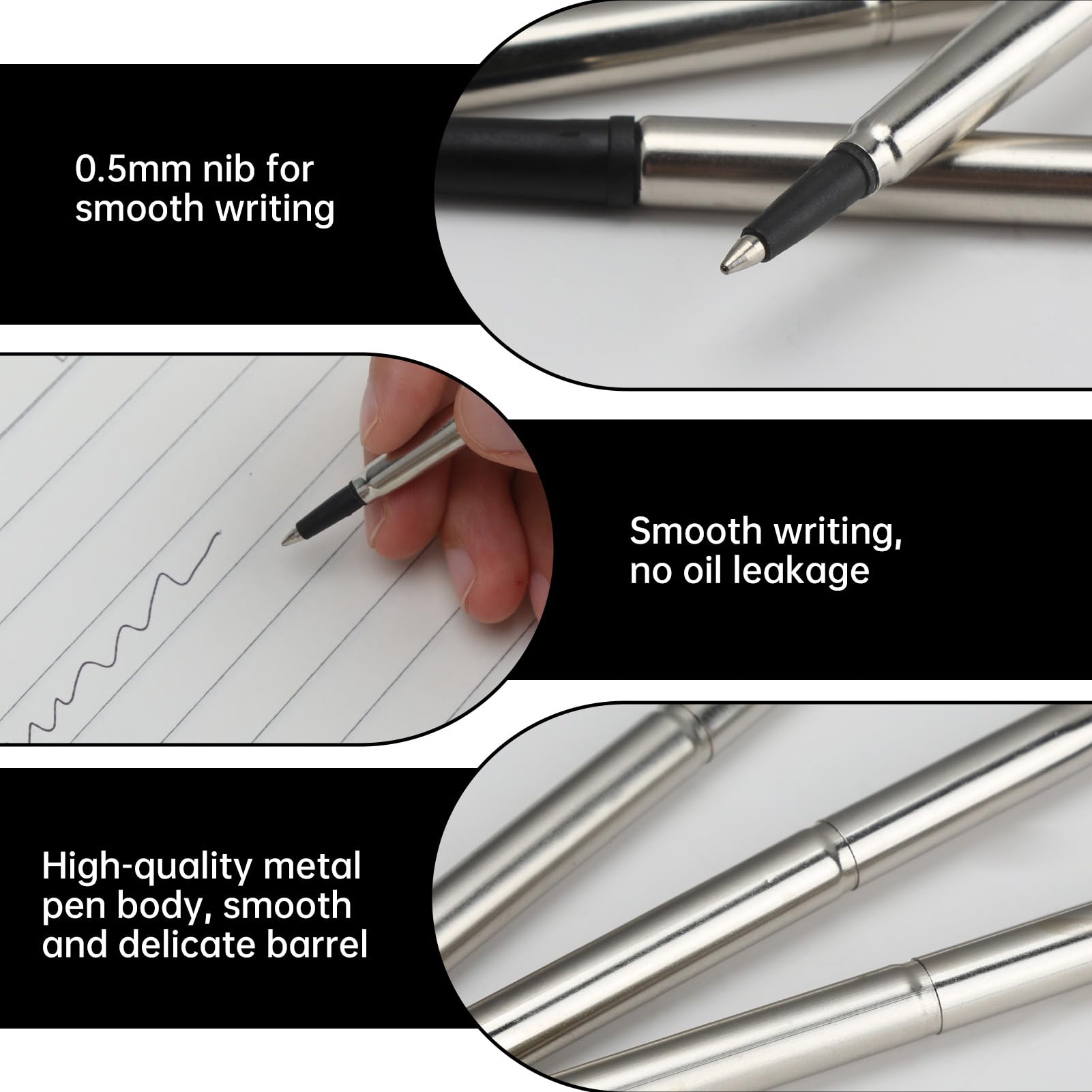 4-Pack Black Rollerball Pen Refills Compatible with Parker 0.7mm Medium Tip Smooth Cartridges Quick-Dry Smooth Writing for Office School & Artistic Use Back to School - Image 3