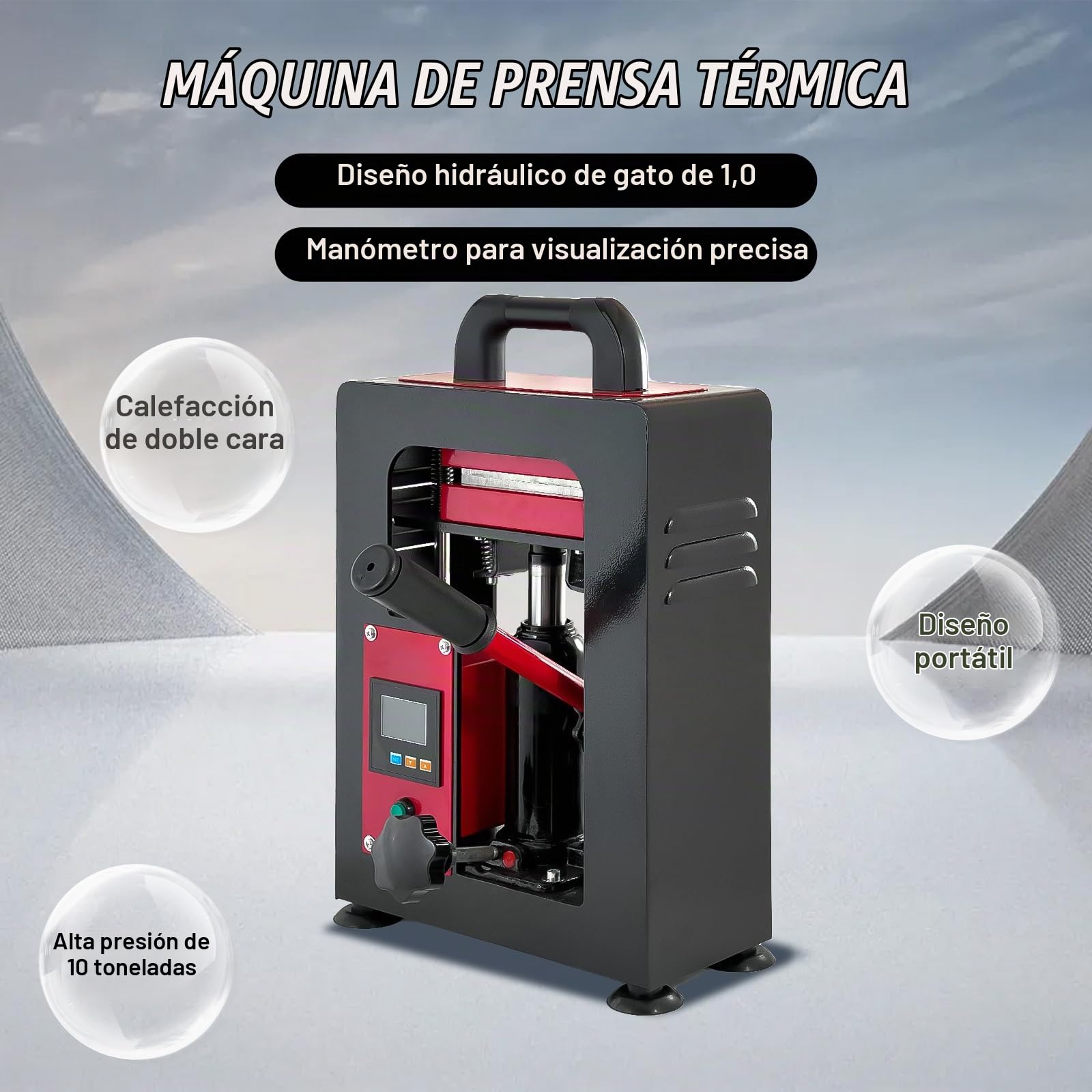 5T Prensa De Calor Hidráulica Manual, Máquina de extracción de colofonia de doble placa calefactora 6x12cm EU, Control De Temperatura Digital (0-250 °C), Para Hogar Y Comercial