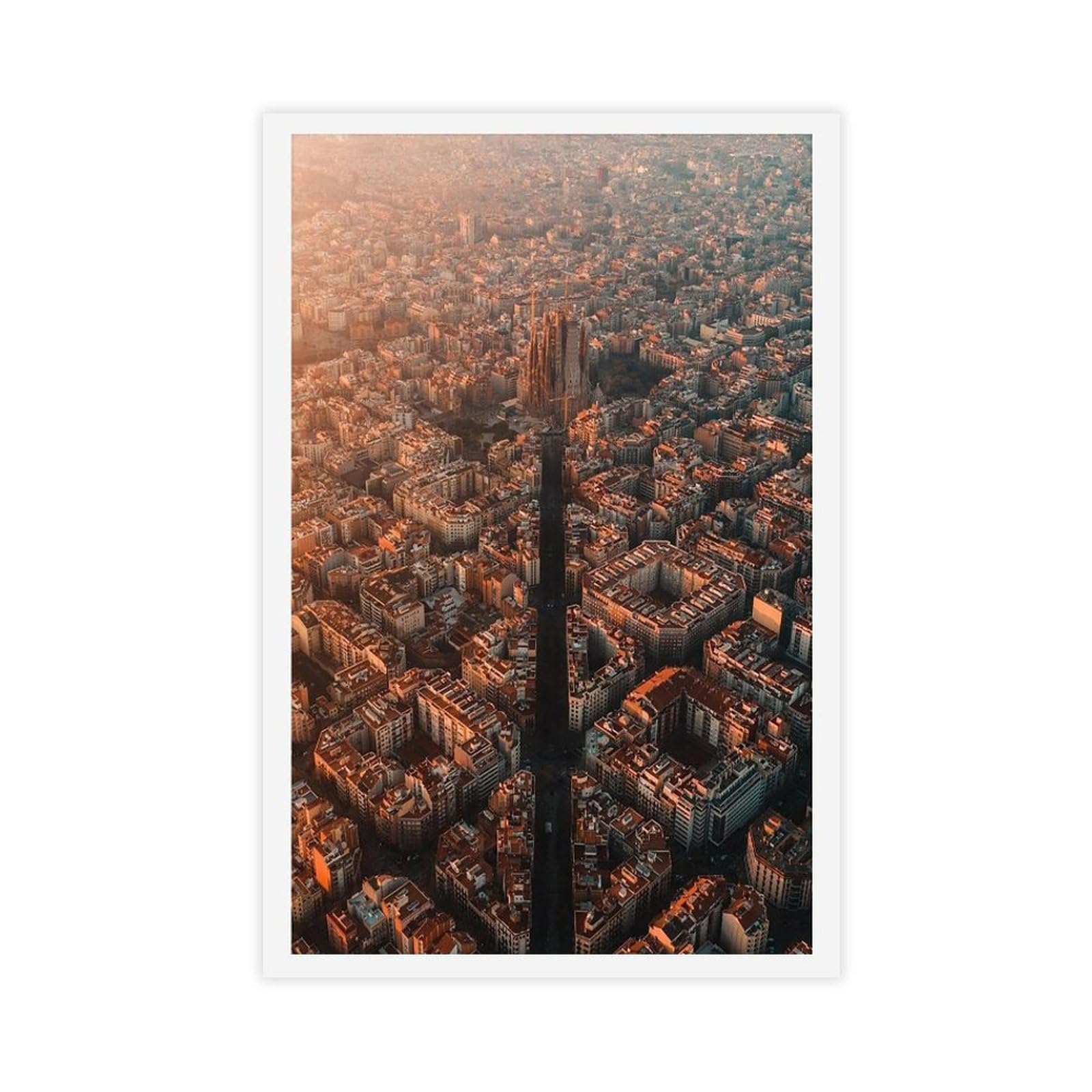 HEYANM Barcelona Aerial Print Sagrada Familia Sunrise Spain Canvas Poster Bedroom Office Room Decor Gift Unframe 12x18inch