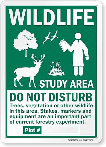Unoopler - Letrero de metal con texto en inglés "Wildlife Study Area - Do Not Disturb Trees, Vegetation, Wildlife In This Area" (Área de estudio de