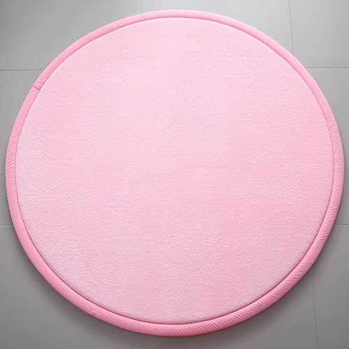Miniatura 5 de Alfombra redonda gruesa para niños, alfombra circular de terciopelo coral, alfombra circular de espuma viscoelástica para guardería, sala de juegos,