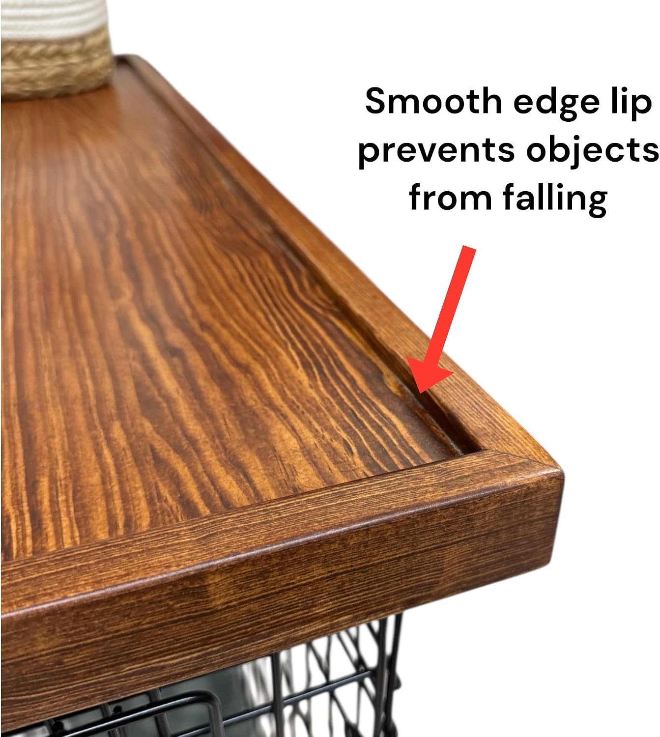 Handmade Hard Wood Kennel Topper with Safety Lip, English Chestnut Stain (28 X 43)