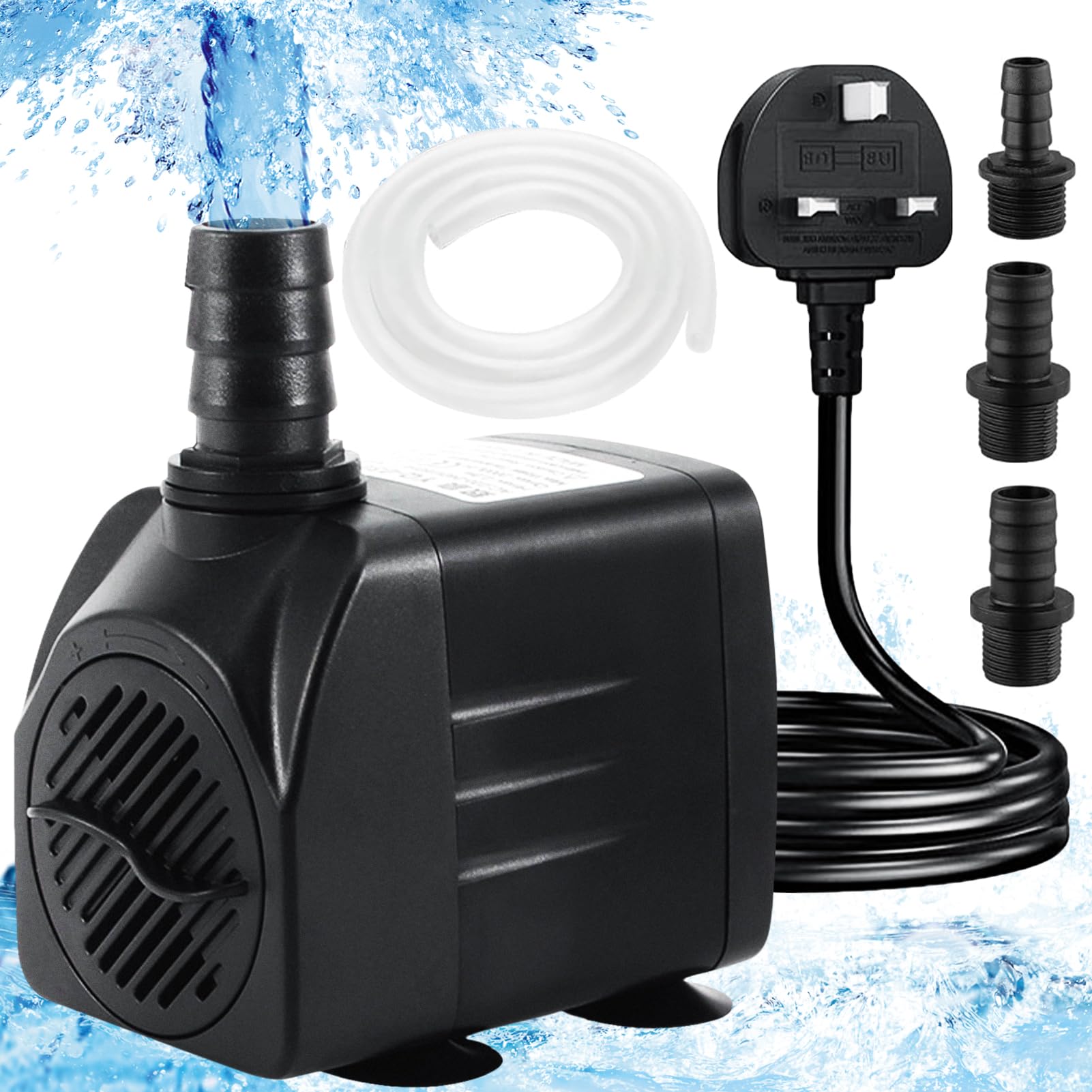 Aimisite Submersible Water Pump 1500L/H 25W Ultra-Quiet With 3 Nozzles For Fountain, Pond, Aquarium, Fish Tank Replacement Pump