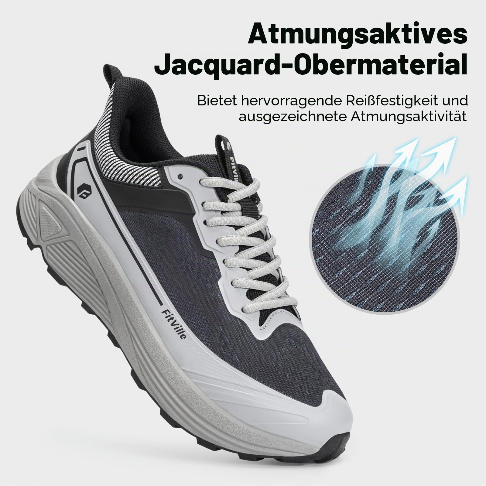 FitVille Extra Weite Laufschuhe Herren Sportschuhe Atmungsaktiv Turnschuhe Breit Sneaker Leicht Outdoor Joggingschuhe Bequeme Traillaufschuhe Gedämpft Tennis Fitness Walkingschuhe