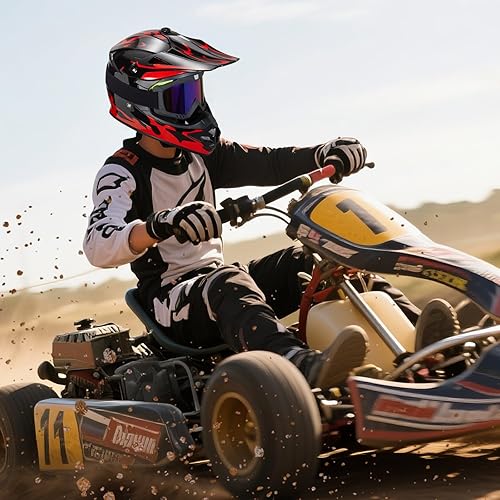 Miniatura 3 de Casco de Bicicleta de Tierra para Jóvenes Niños para Niños y Niñas, F001 Casco de Motocicleta de Cara Completa para Todoterreno ATV Conducción en