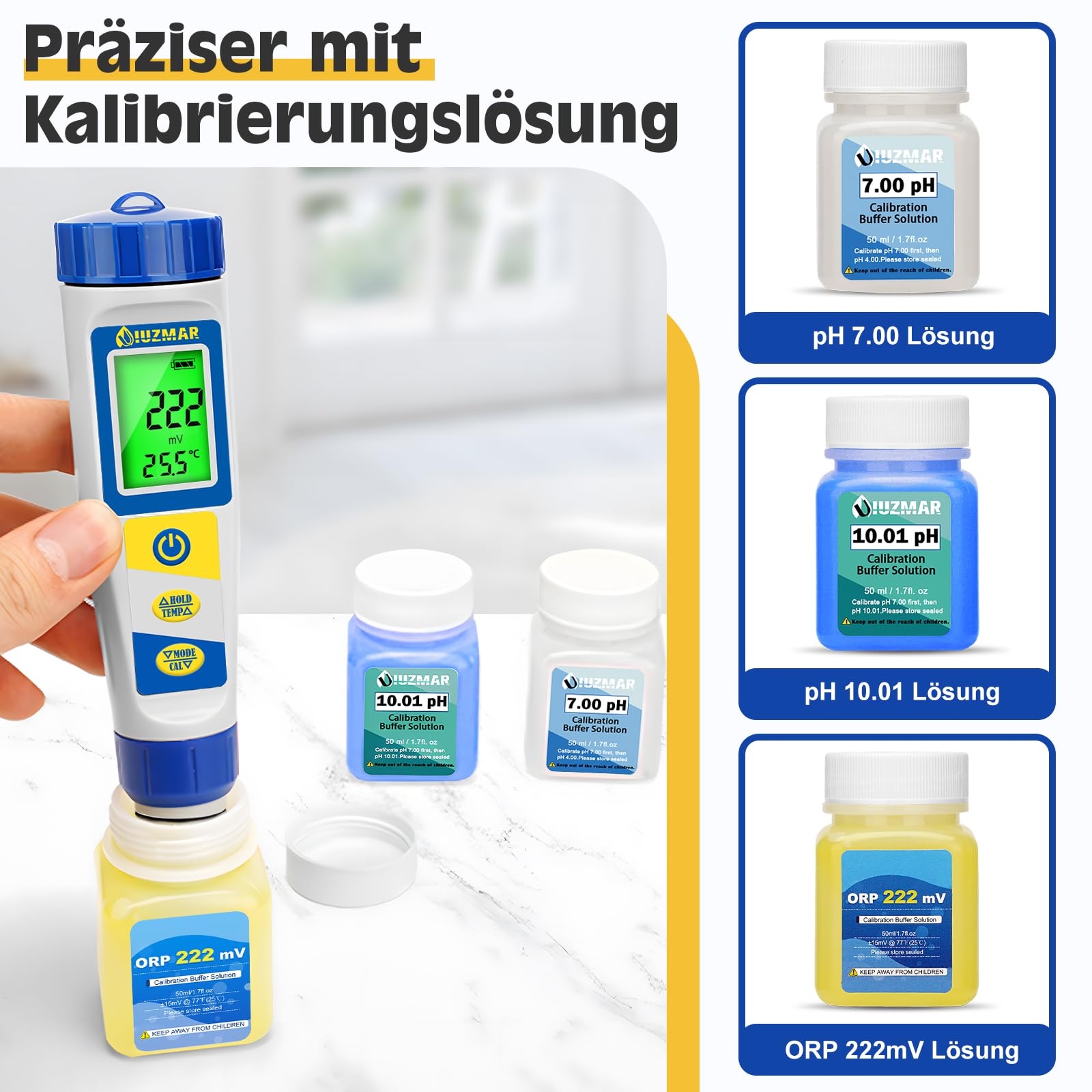 UIUZMAR Pool pH Chlor Messgerät und 7 in 1 Salzmessgerät für Pools
