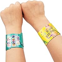 Vista 4 de 36 pulseras de feliz cumpleaños para niños, pulseras de cumpleaños a granel para el aula, pulseras a presión, suministros de fiesta para niños