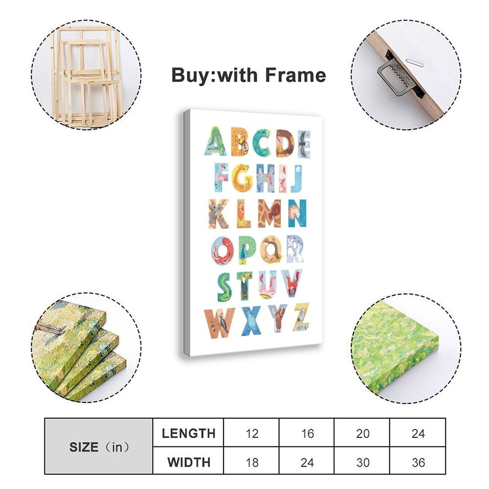 QIOTBVV Poster éducatif sur toile pour la maternelle - Décoration de chambre à coucher, bureau, chambre, cadeau - 40,6 x 61 cm (L x l)