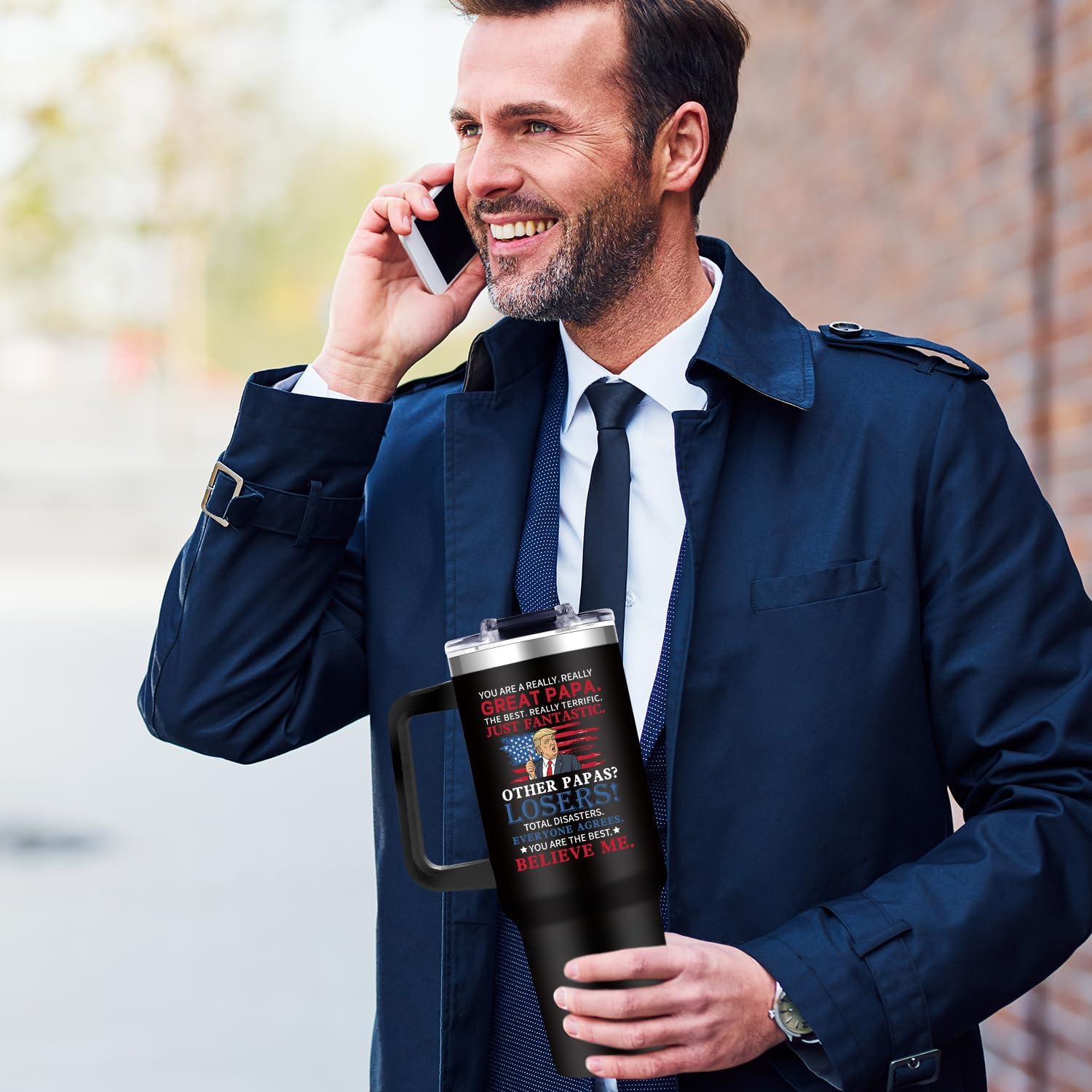 Papa Tumbler Gifts For Fathers Day for Papa Gift from Grandkids Grandpa Present from Granddaughter Grandson - 40oz Funny Tumbler Dad Cup - Birthday Gifts Thank You Christmas Gift for Dad - Image 3