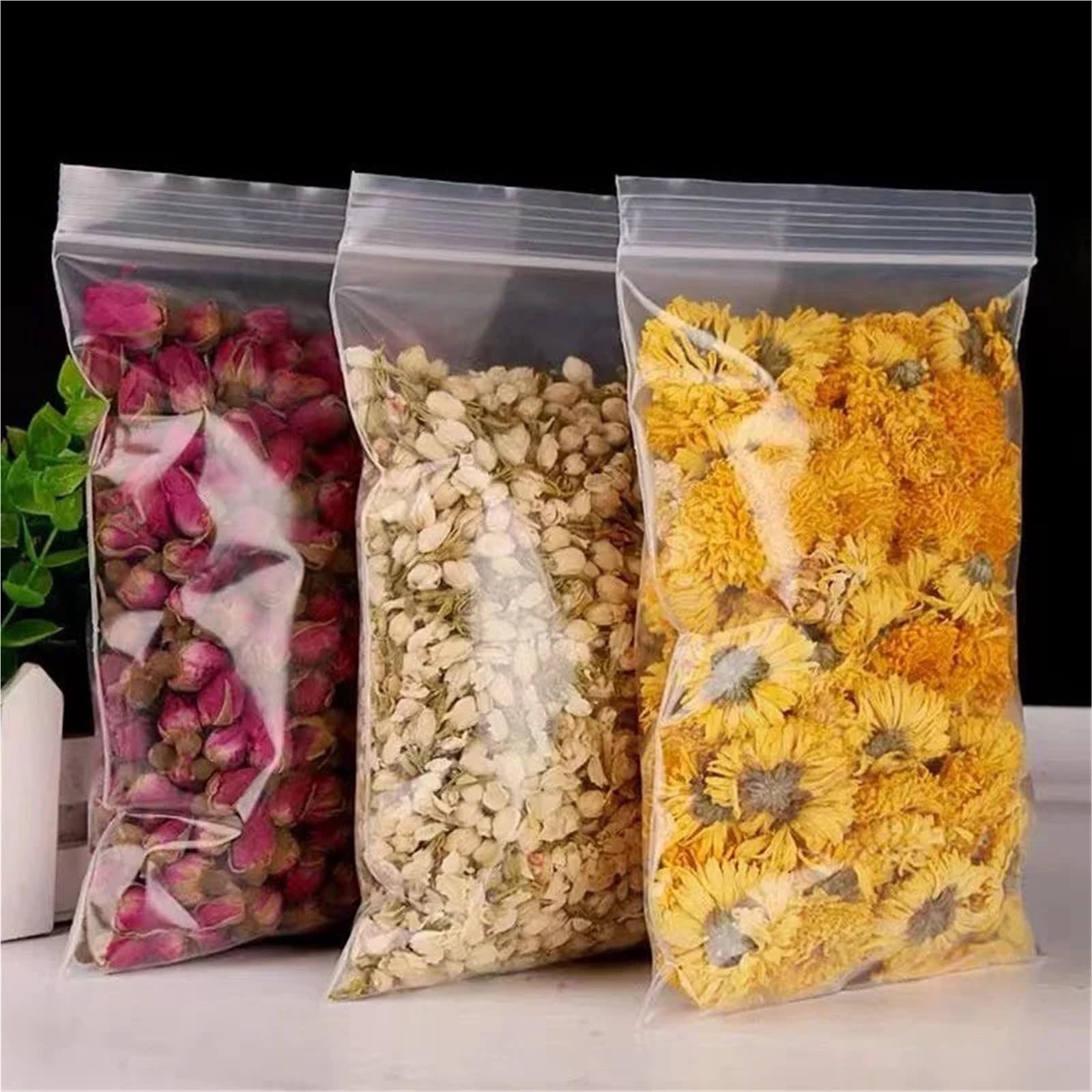 Sacchetti Ermetici 100/200 pezzi piccoli sacchetti trasparenti richiudibili sottovuoto in plastica per la Cucina(12x18cm(200pcs))
