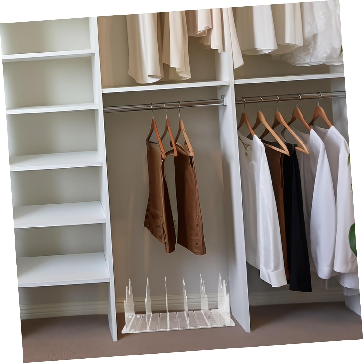 Mobestech Adjustable Acrylic Shelf Dividers Closet Shelves Organizer Easy Install Storage Rack