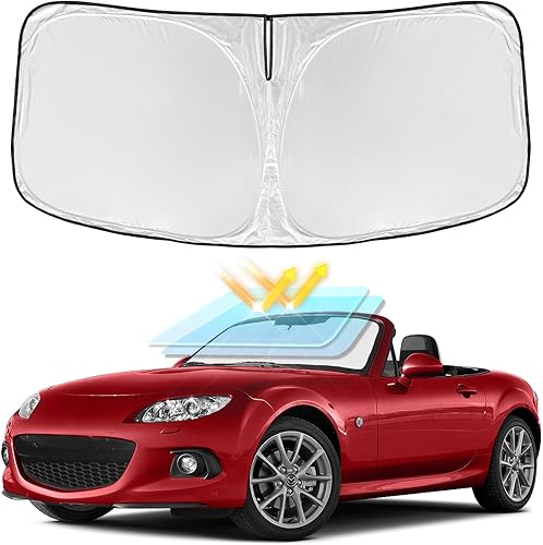 Miniatura 185 de Parasol de 4 capas para parabrisas, ajuste personalizado, tela 240T, parasol retráctil que bloquea los rayos ultravioletas, accesorios para automóvil