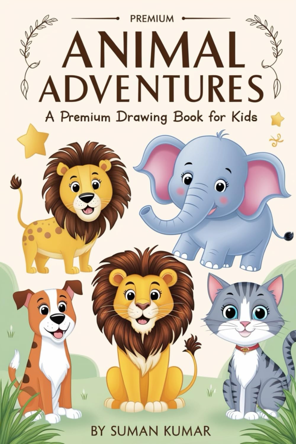 Animal Adventures: A Premium Drawing Book for Kids - Featuring Dog, Lion, Elephant, and Cat      Paperback – August 3, 2024