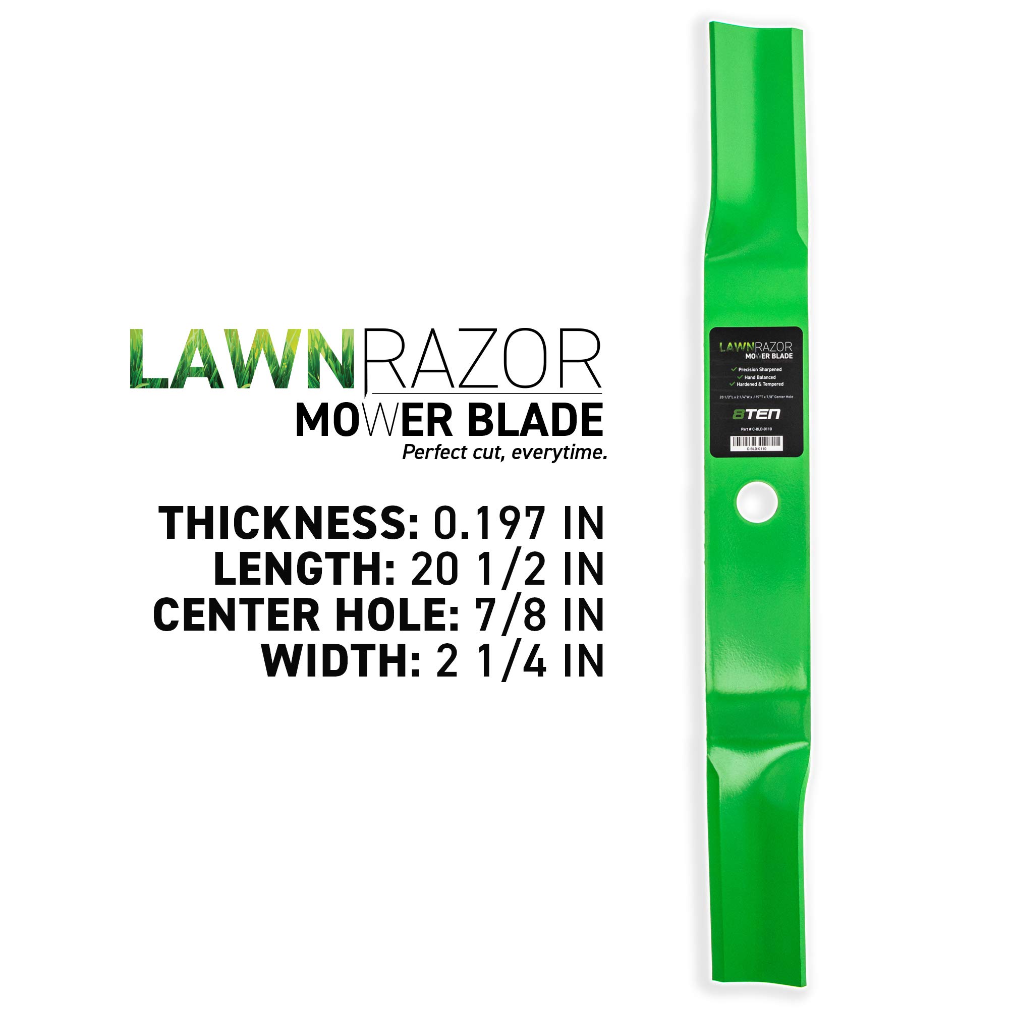 8TEN LawnRAZOR - Juego de cuchillas para cortacésped Lesco Murray Bagger Tractores de 40 pulgadas 91871HT 91871E701 91871E701MA (elevación alta)