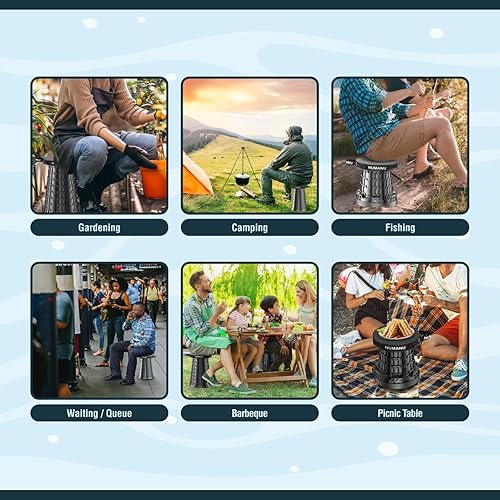 Miniatura 8 de NUMANU Taburete plegable mejorado 2025, máximo 620 libras, 2.5 a 18 pulgadas de alto, taburete plegable portátil ajustable para adultos, asiento