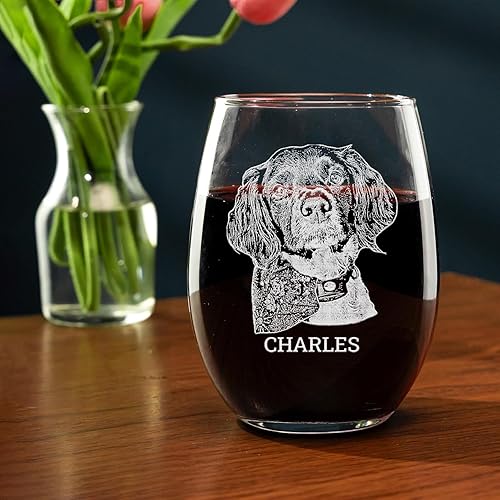 Miniatura 2 de Copa de vino sin tallo con foto de perro grabada personalizada, regalo personalizado para amantes de los perros, recuerdo conmemorativo de mascotas,
