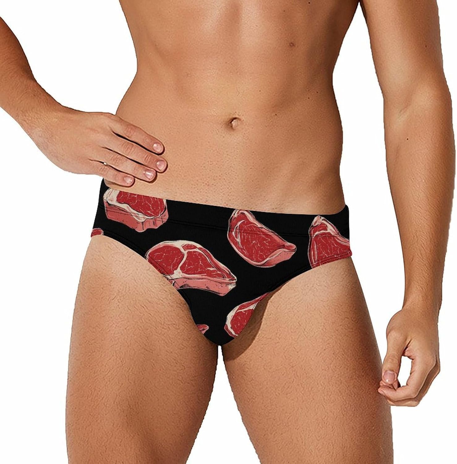 Meat Red Steaks Mens Swim Briefs Print Bikini Swimwear Sport Swimsuit Surf Shorts Trunks