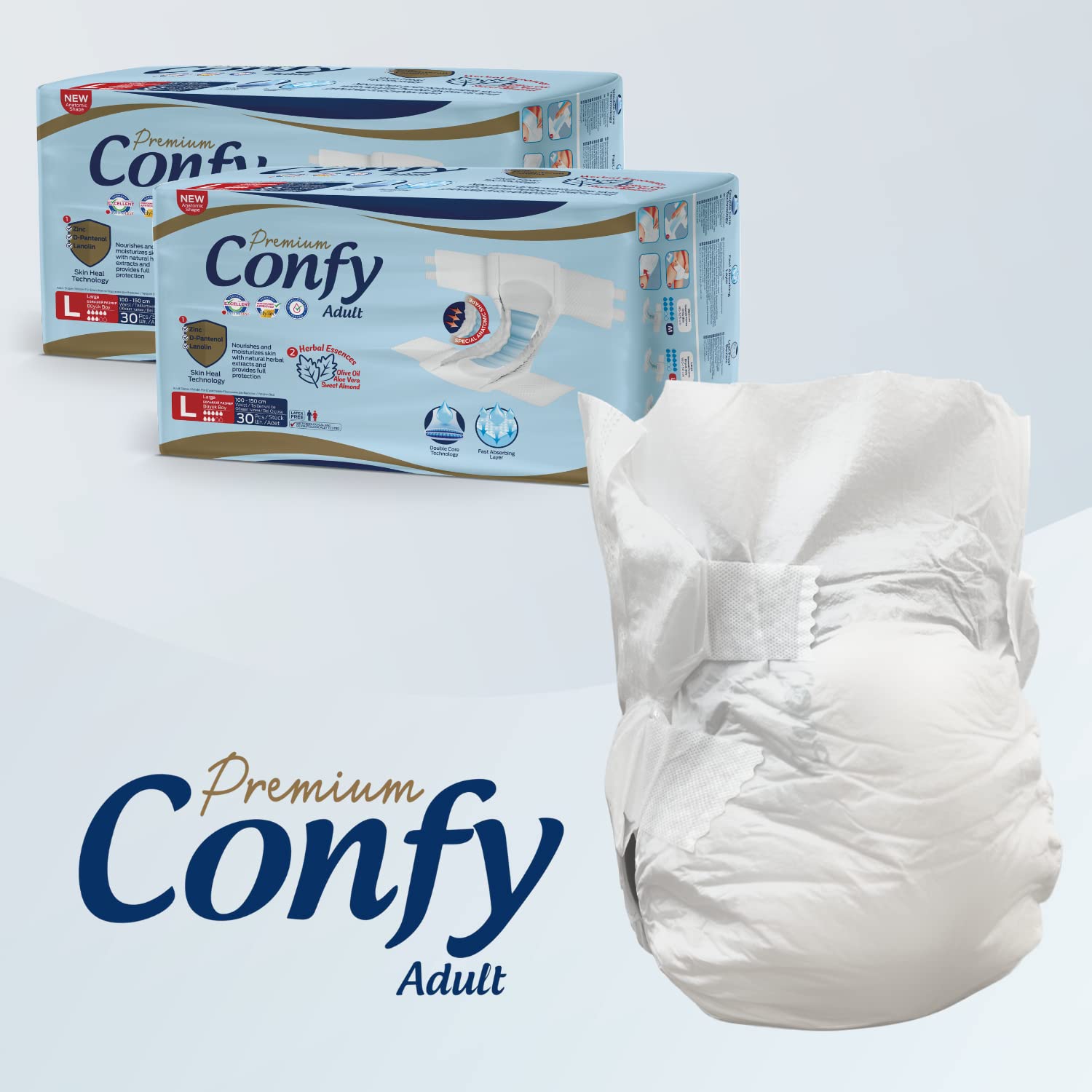 Confy Premium Windeln für Erwachsene - Erwachsenen-Windel Inkontinenz Gr.L 60St