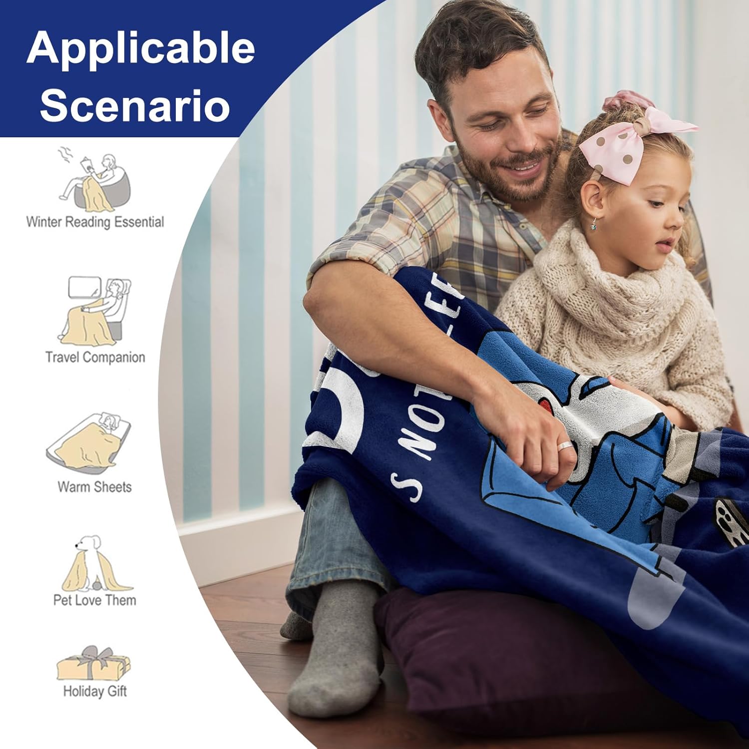 Dad Birthday Gift Blanket 50"x60", Funny Gifts for Dad/Husband from Daughter/Son, Birthday Throw for Father, Daddy is Not Sleeping He's Just Resting His Eyes Blue Napping Blanket - Image 5