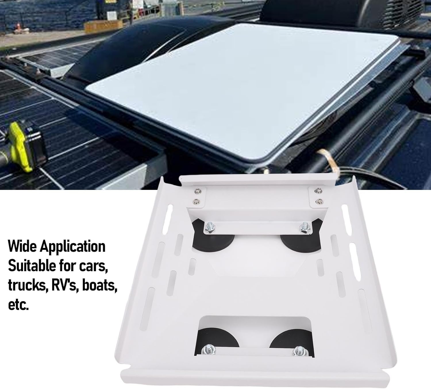 WALFRONT Satellite Magnetic Roof Mount, Stainless Steel Satellite Roof Rack Mounting Brackets with Four Magnet System, for RV Boat Car Truck