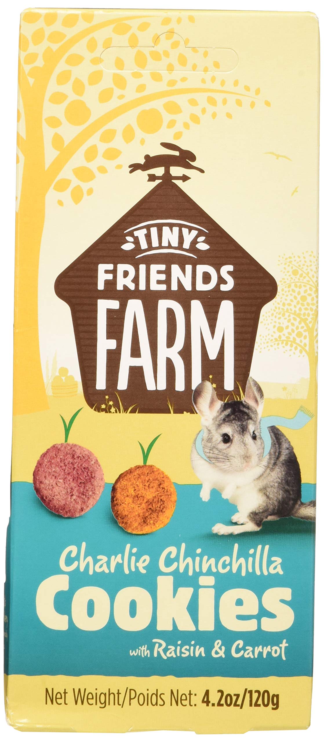 Supreme Tiny Friends Farm Charlie Chinchilla Cookies with Raisin and Carrot 80 g (Pack of 4)